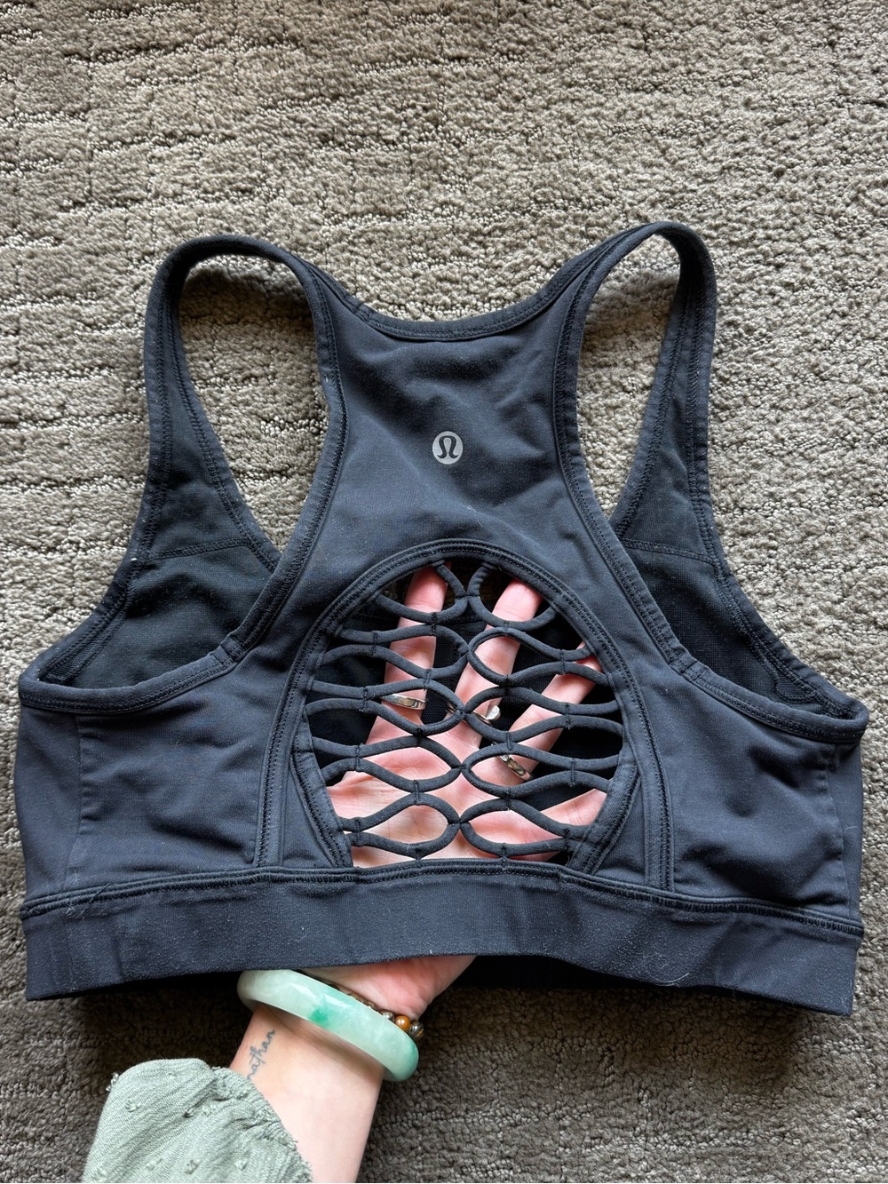 lululemon athletica Black Lattice-Back Racerback Sports Bra